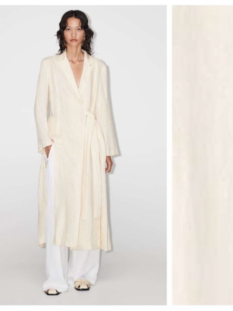 Nwt Zara Limited Edition Vanilla 100% Linen Long Coat With Vents - M